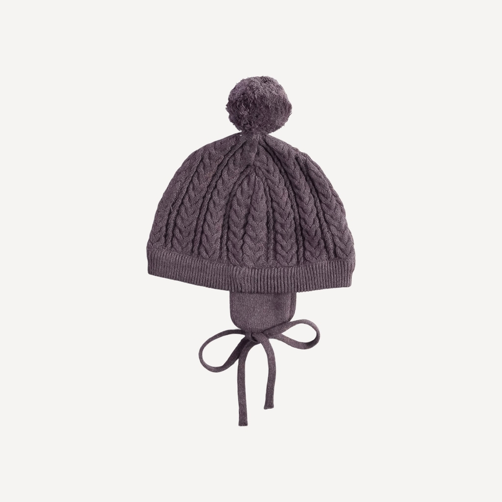 NWT 0-3m Kate Quinn flap sweater beanie arctic dusk cotton/silk cable knit